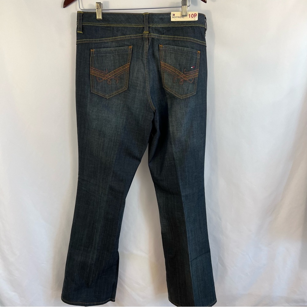 TOMMY HILFIGER Boyfriend Jeans Boot Cut  Womens Size 10 R Stretch Dark Wash NEW - Picture 4 of 5